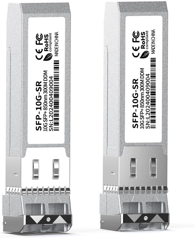 FTTPVIPS 2PCS 10GBase-SR SFP+ Module, Multi-Mode LC Ethernet Transceiver, 10G 850nm MMF up to 400m, Compatible with Cisco SFP-10G-SR, Meraki, Ubiquiti UF-MM-10G, Mikrotik, Netgear, HPE, TP-Link, Aruba and More - Image 1